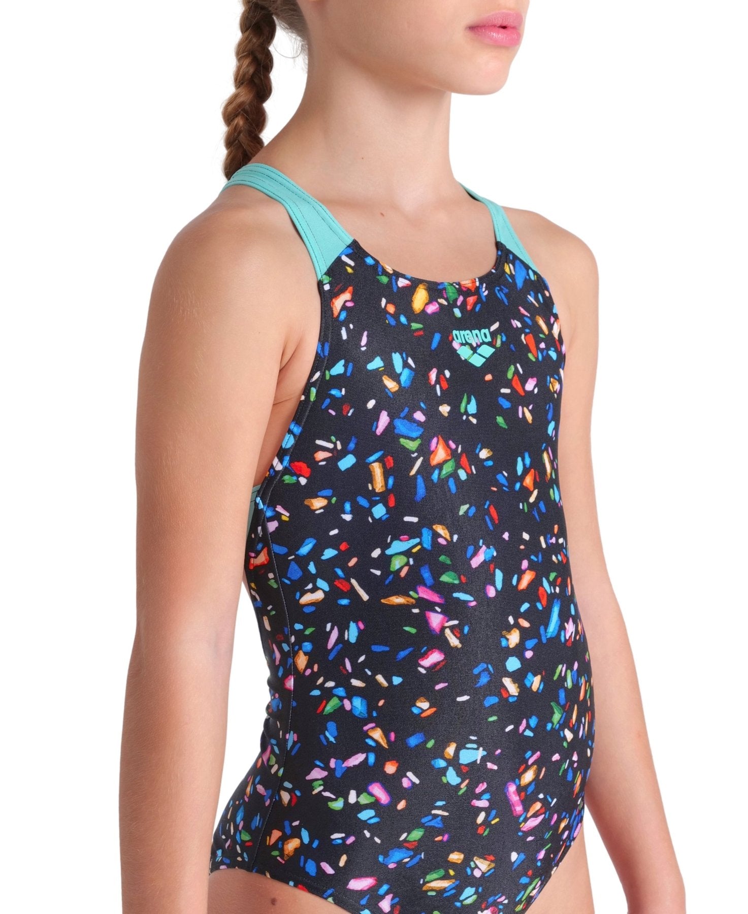 Confetti Swim Pro Back tyttöjen uimapuku,musta - värikäs - Arena