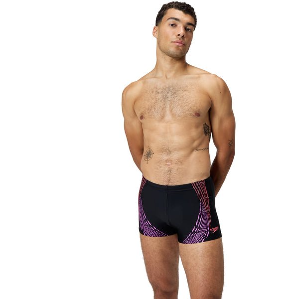 Duo Logo Print Aquashort miesten uimahousut, musta - pinkki - Speedo