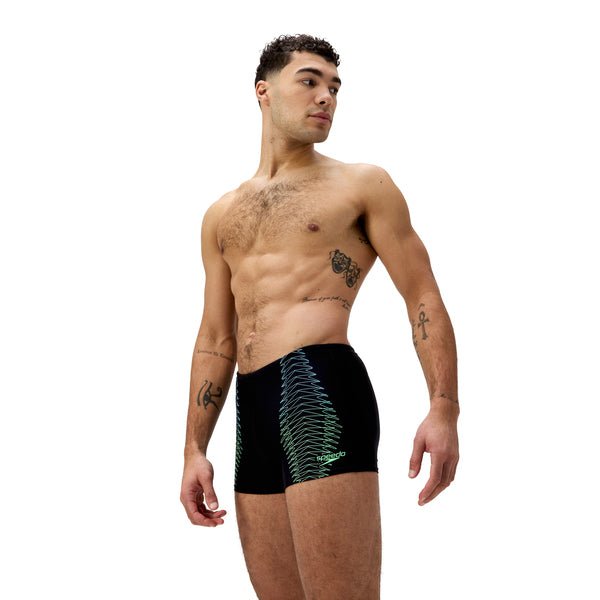 Duo Logo Print Aquashort miesten uimahousut, musta - vihreäSpeedo