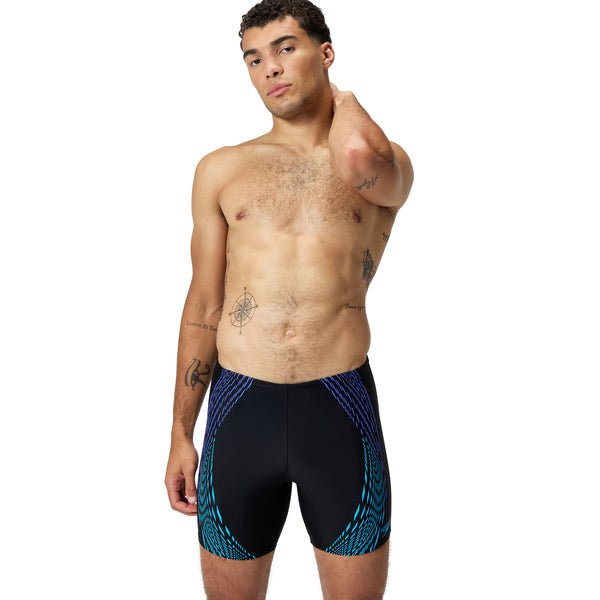 Duo Logo Print Mid Jammer miesten uimahousut, musta - sininen - Speedo