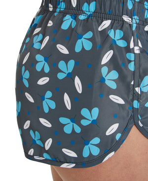 Printed Short women's shorts, blue-black