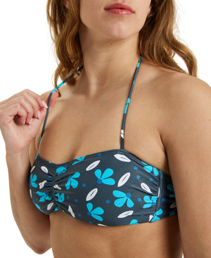 Printed Bandeau Two Pieces naisten bikinit, sini-musta