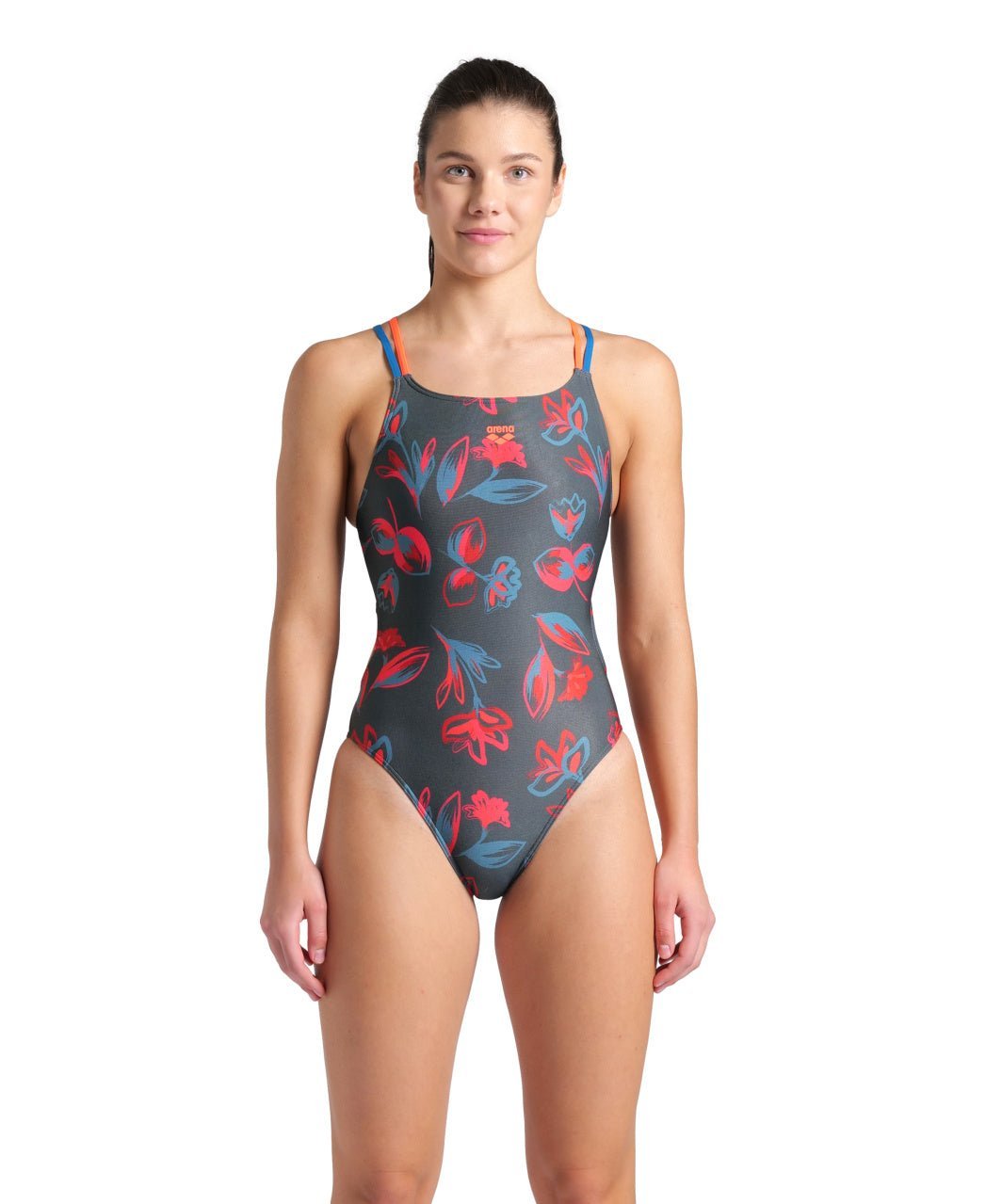 Floral Lace Plus Back naisten uimapuku, vihreä - koralli - Arena