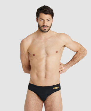 Team Swim Briefs Solid miesten uimahousut, musta-kulta