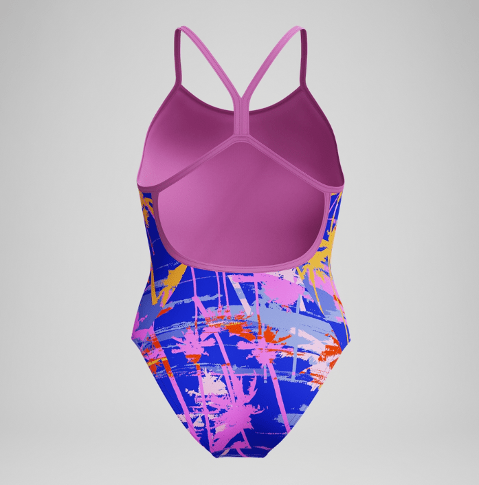 Girls Printed V Back tyttöjen uimapuku, sini - lilaSpeedo