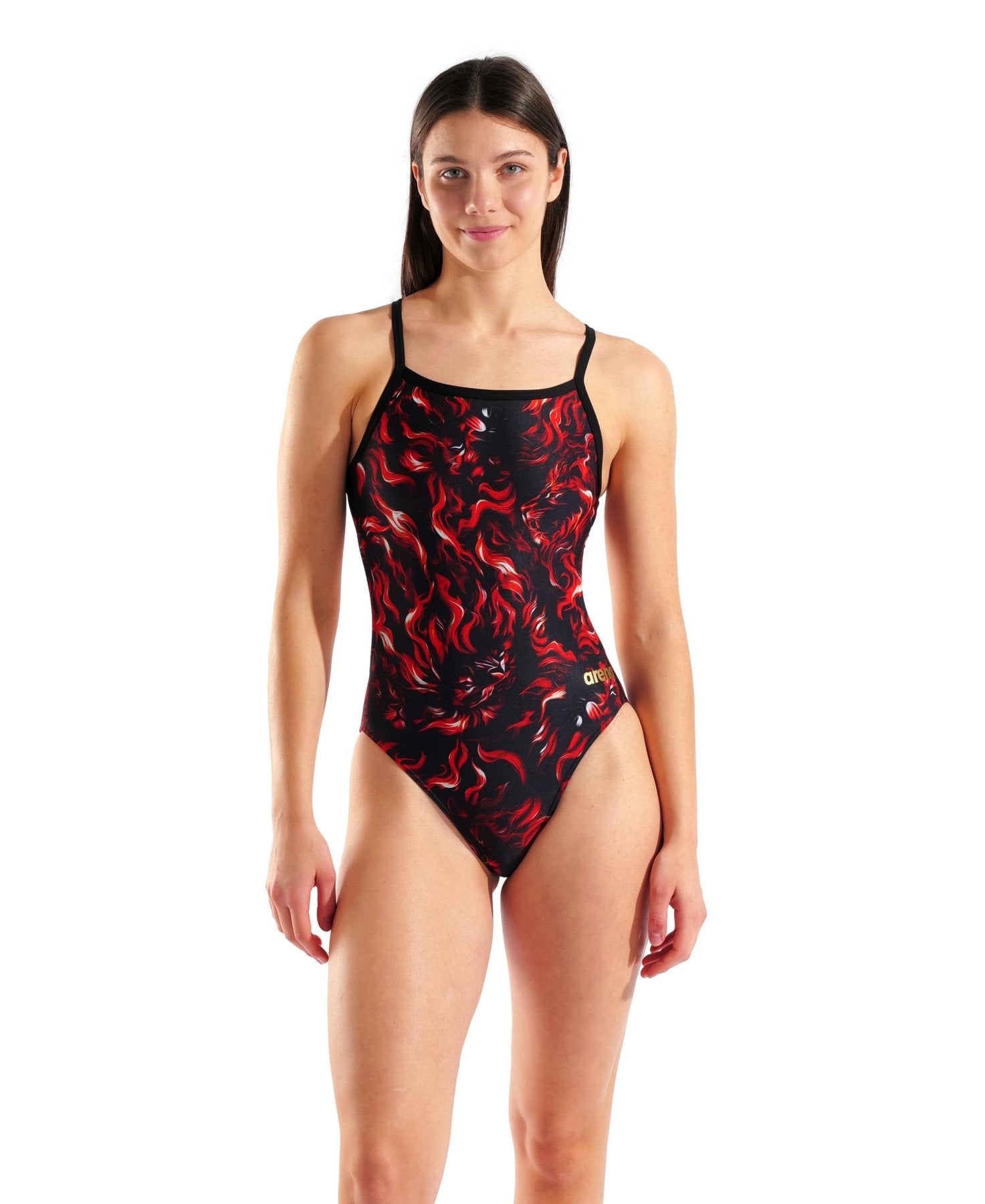Graphic Swimsuit Challenge Back naisten uimapuku, puna - musta IndomitusArena