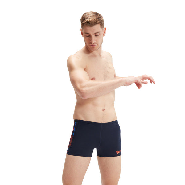 Tech Panel Aquashort men's swimwear, dark blue-orange