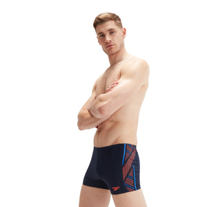 Tech Panel Aquashort men's swimwear, dark blue-orange