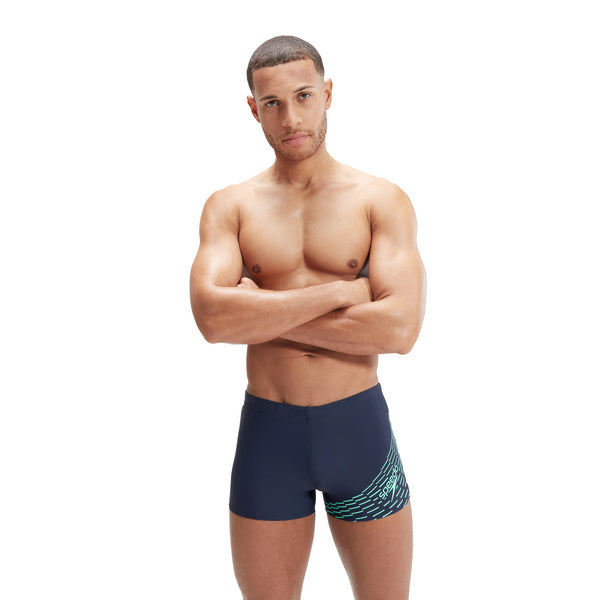 Medley Logo Aquashort men's swim trunks, dark blue-green