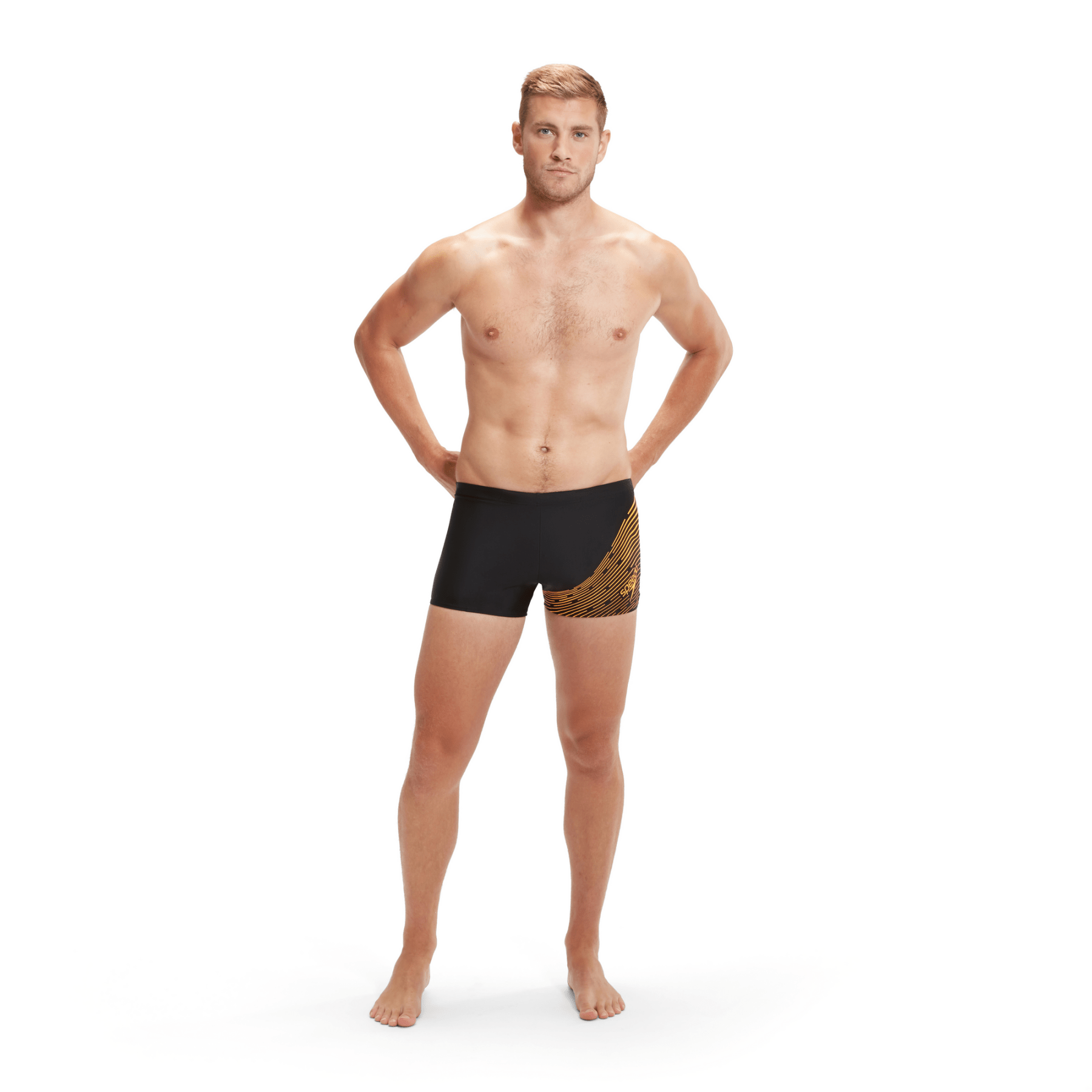 Medley Logo Aquashort miesten uimahousut, musta - oranssiSpeedo