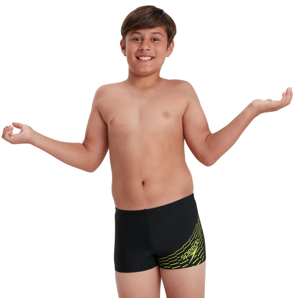 Medley Logo Aquashort poikien uimahousut, musta - keltainenSpeedo