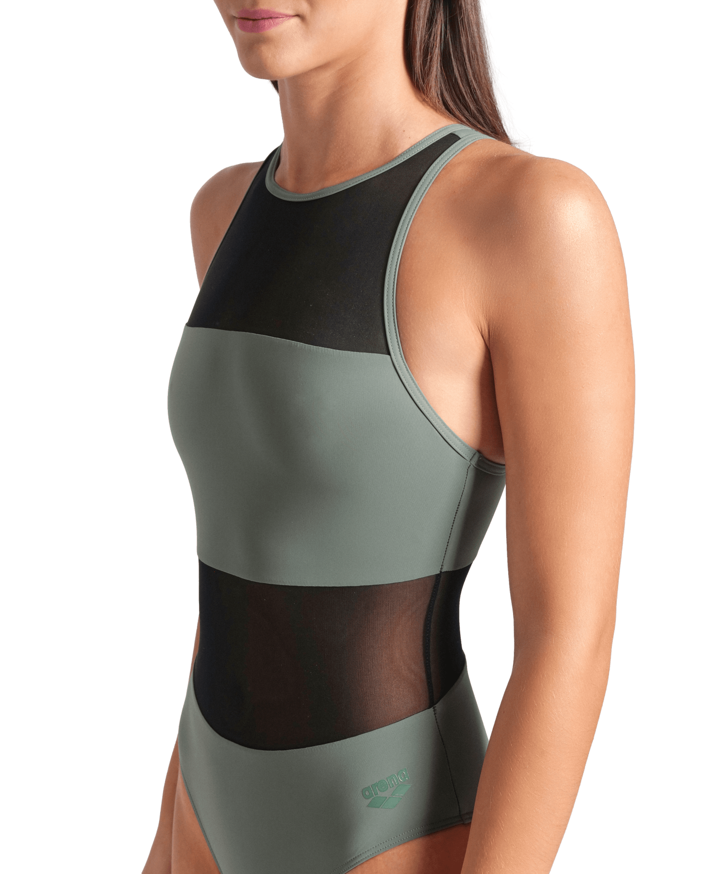 Mesh Panels Vent Back naisten uimapuku, sage green - Arena