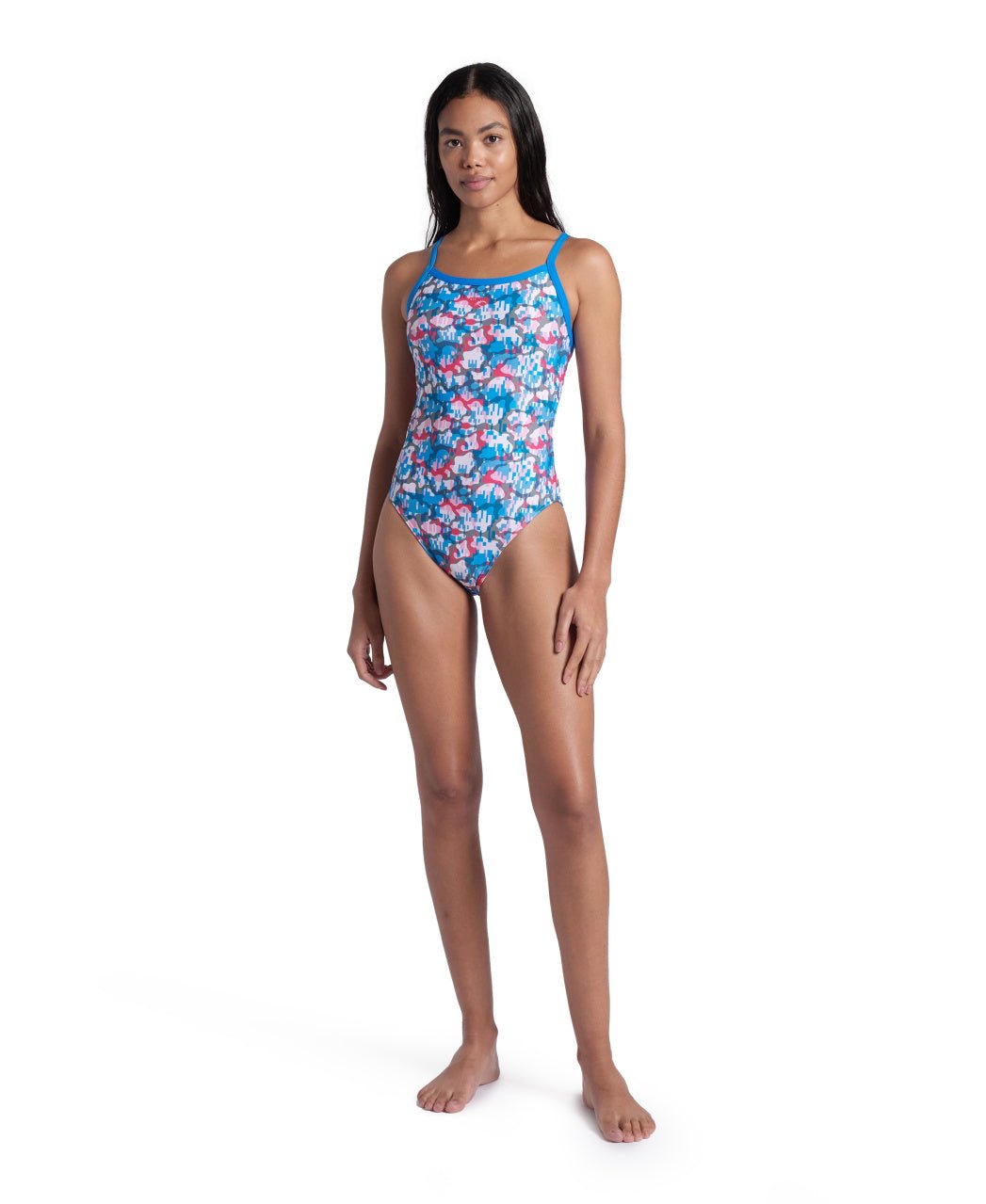 Multi Camo Swimsuit Challenge Back naisten uimapuku, sini - pinkkiArena