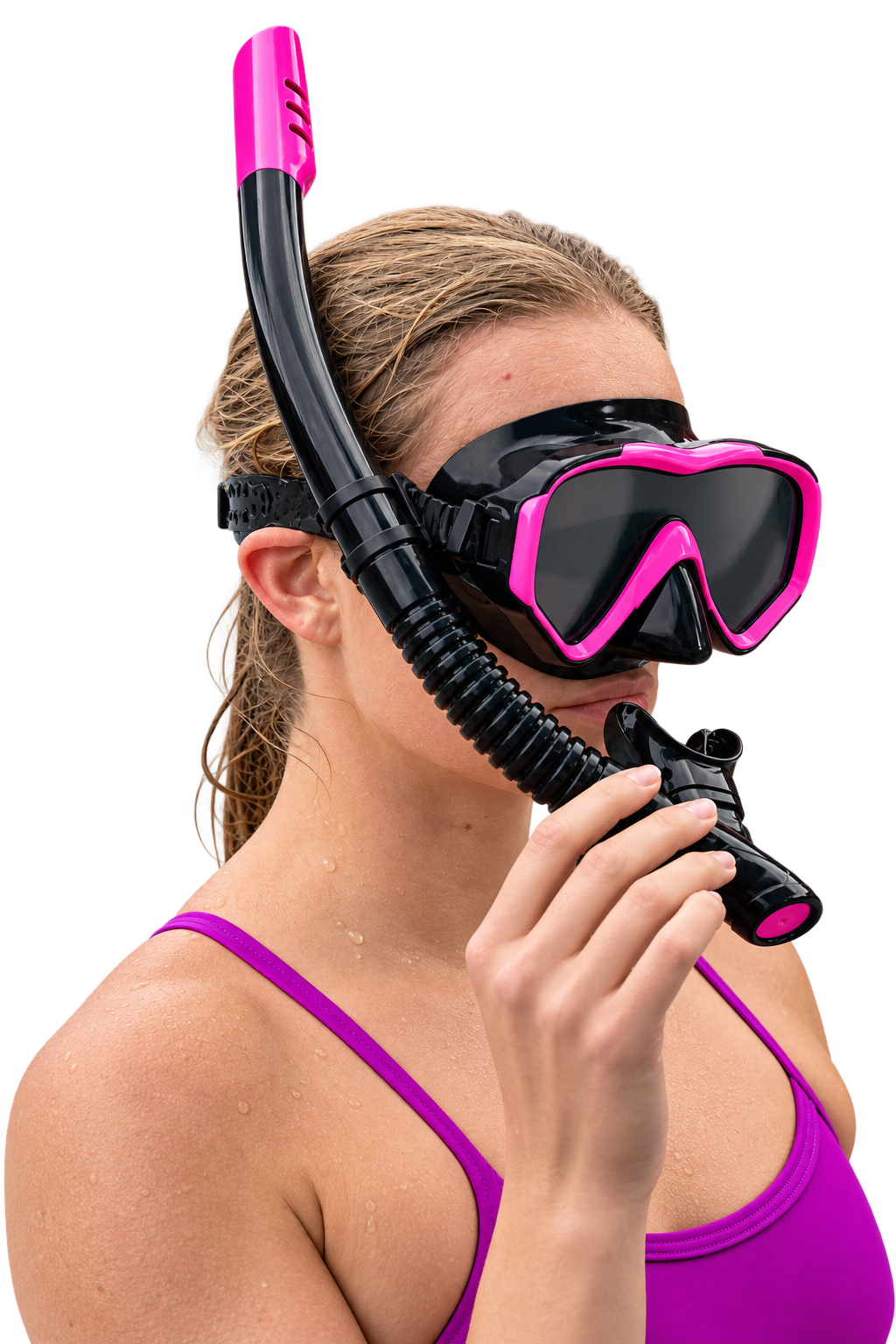 Aquadive adult snorkel set, black-pink