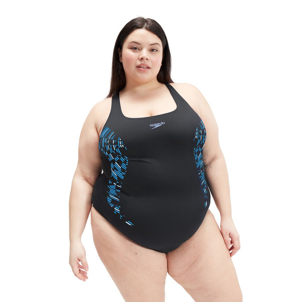 Placement Medalist plus size naisten uimapuku, musta - sininenSpeedo