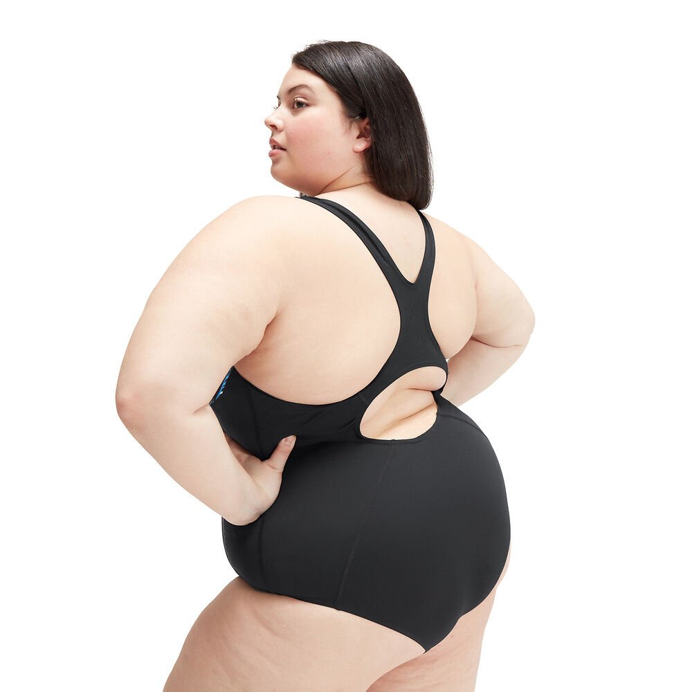 Placement Medalist plus size naisten uimapuku, musta - sininenSpeedo