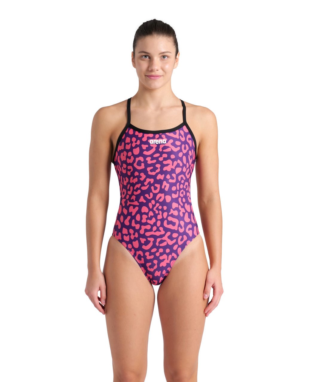 Printed Challenge Back naisten uimapuku, Leopard Skin FuchsiaArena