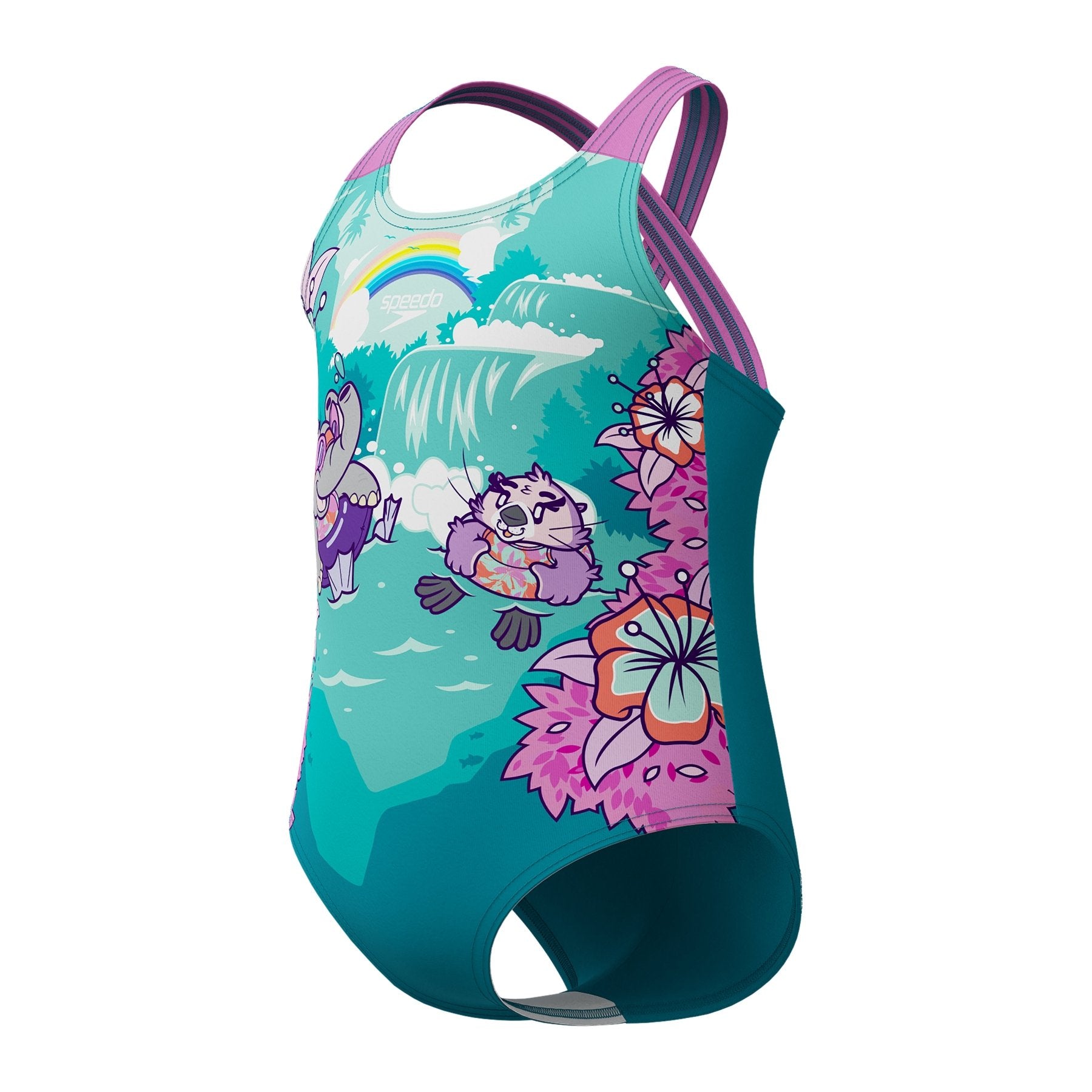 Printed Crossback tyttöjen uimapuku, turkoosi - violettiSpeedo