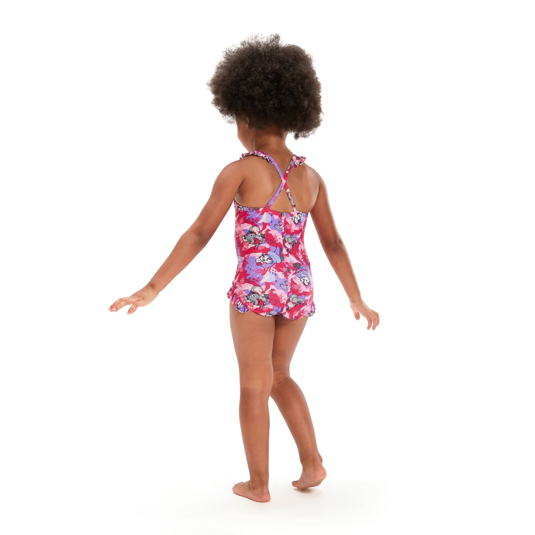 Printed Frill Thinstrap tyttöjen uimapuku, pinkki - violettiSpeedo