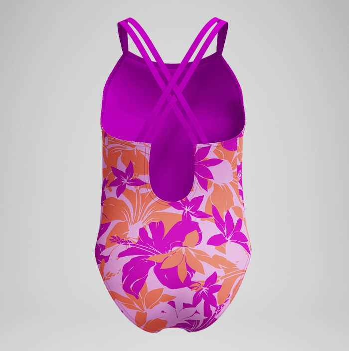 Printed Twinstrap tyttöjen uimapuku, lila - oranssiSpeedo