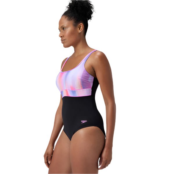 Shaping ContourEclipse Printed naisten uimapuku, musta - pinkki - Speedo