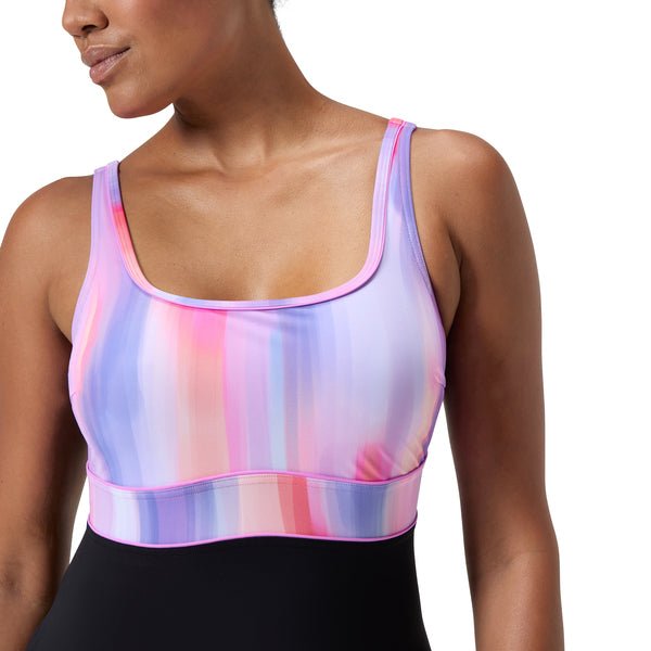Shaping ContourEclipse Printed naisten uimapuku, musta - pinkki - Speedo