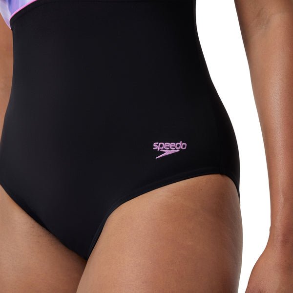 Shaping ContourEclipse Printed naisten uimapuku, musta - pinkki - Speedo