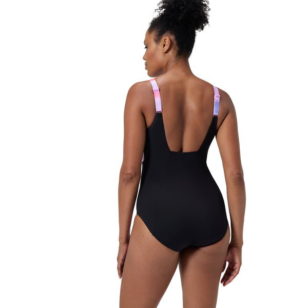 Shaping ContourEclipse Printed naisten uimapuku, musta - pinkki - Speedo