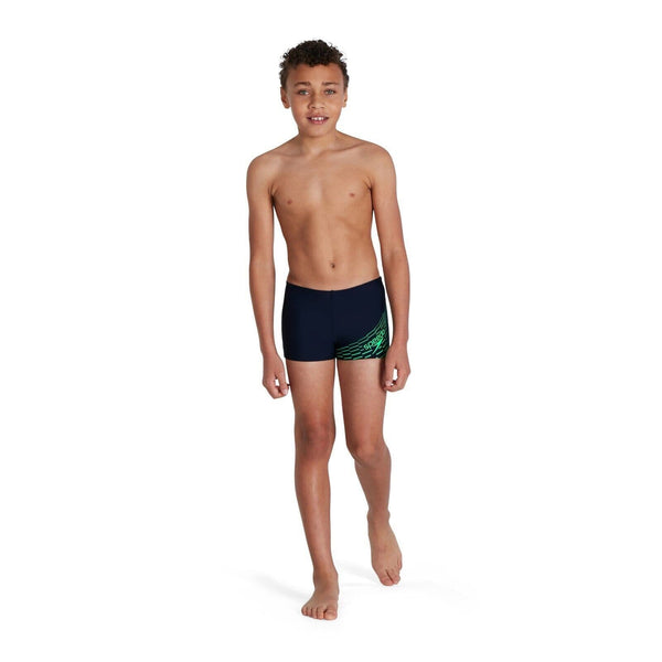 Medley Logo Aquashort JR boys swim trunks, dark blue-green