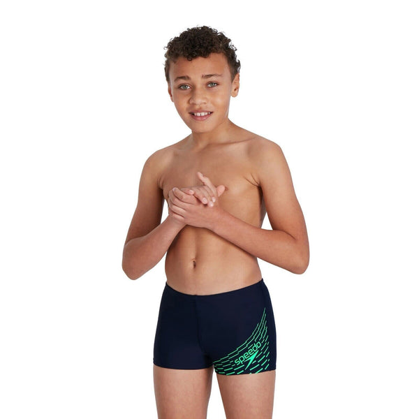 Medley Logo Aquashort JR boys swim trunks, dark blue-green