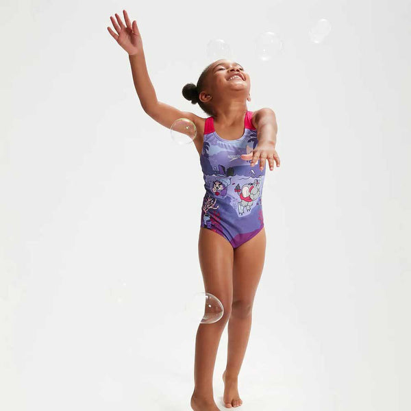 LTS Printed Racerback JR girls swimsuit, purple