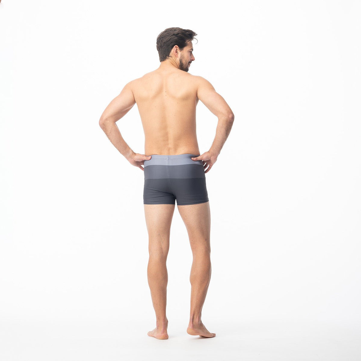 Stripe miesten boxer-uimahousut, harmaa raita