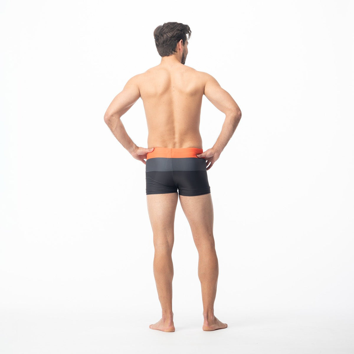 Stripe miesten boxer-uimahousut, ruoste-tummanharmaa-musta