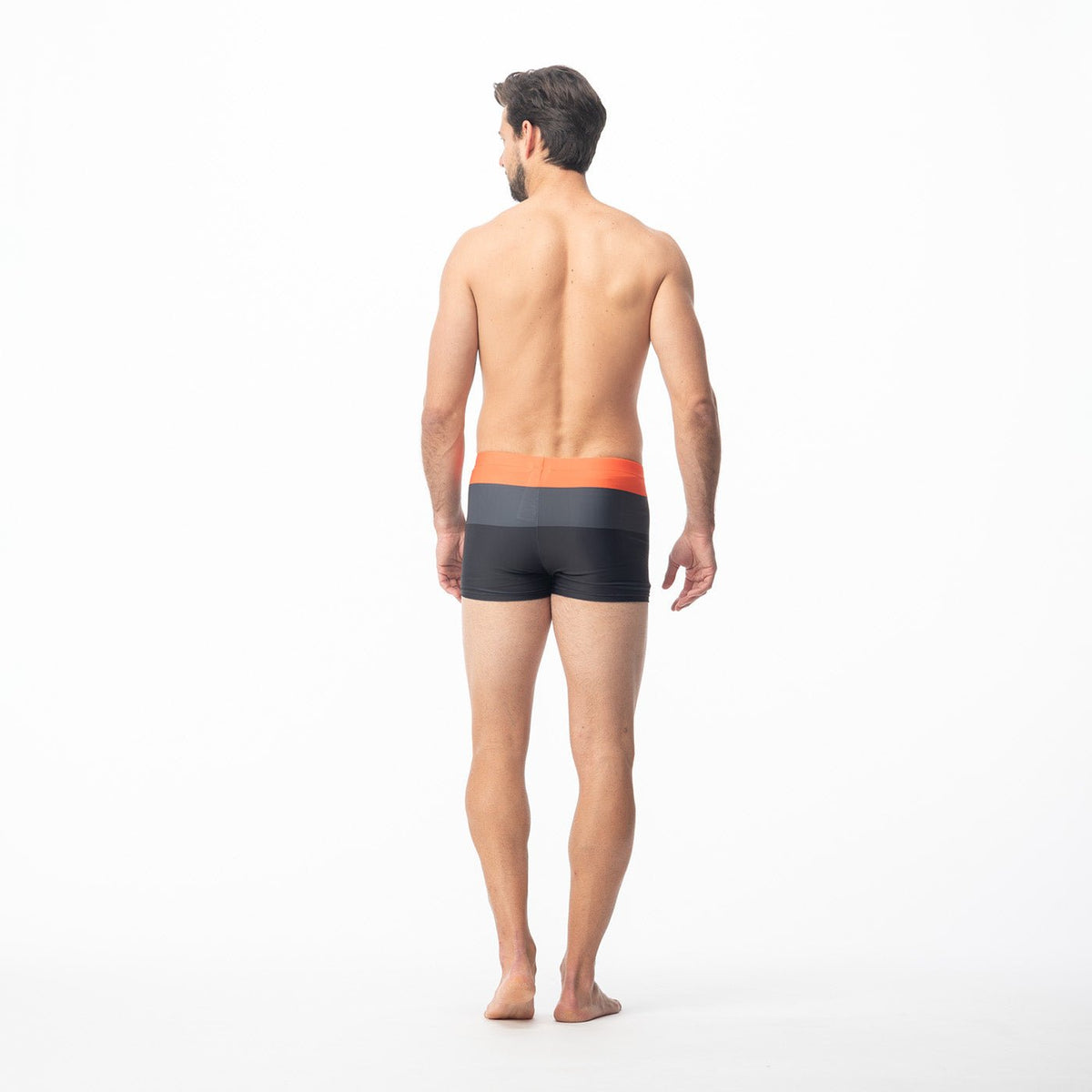 Stripe miesten boxer-uimahousut, ruoste-tummanharmaa-musta