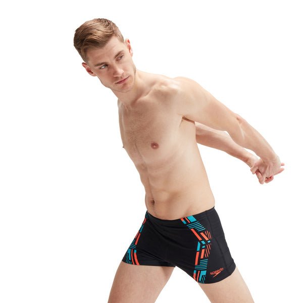 Tech Print Aquashort miesten uimahousut, musta - oranssiSpeedo