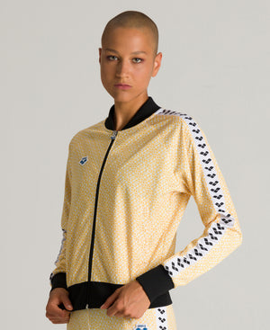 Retro women's sweatshirt, yellow-pattern