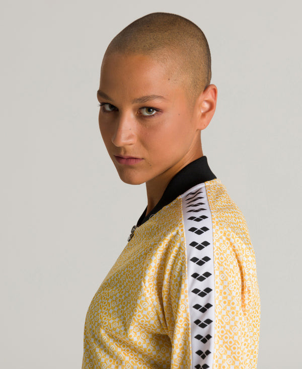 Retro women's sweatshirt, yellow-pattern