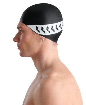 Icons Team Stripe Cap swim cap, black and white