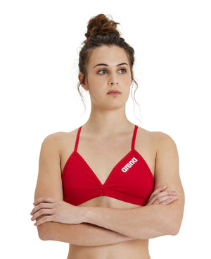 Solid women's bikini top, red