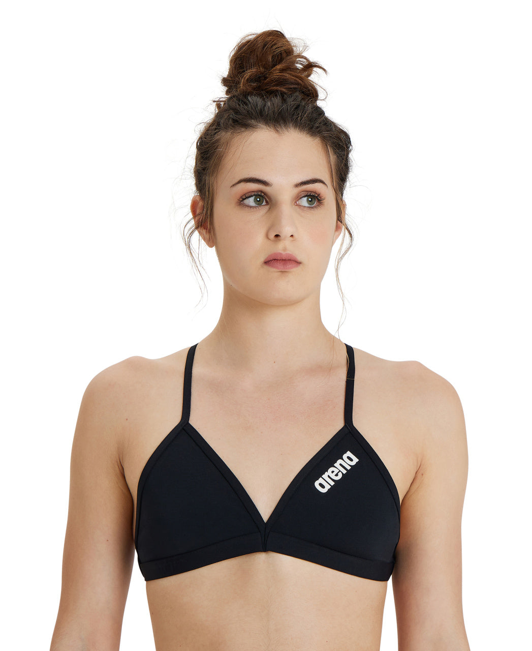 Team Swim Top Tie Back Solid women's bikini top, black