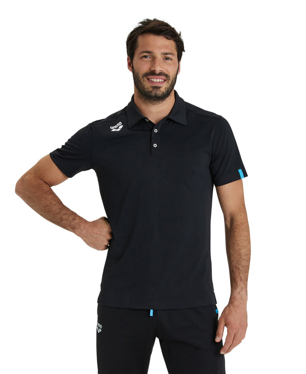 Team short-sleeved polo shirt, black