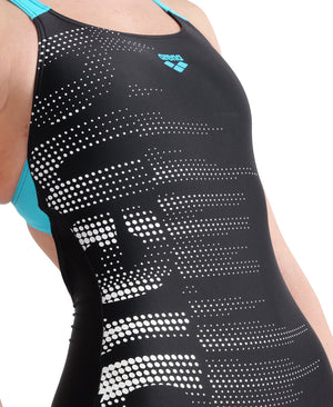 Swim Pro Back Graphic women's swimsuit, blue-black