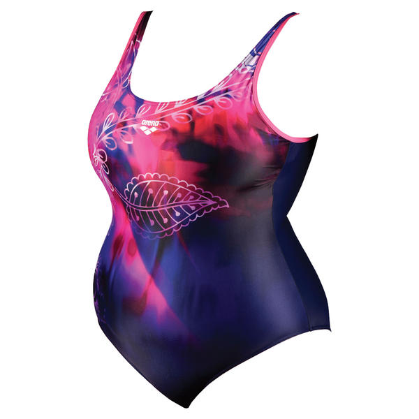 U-Back Placement women's plus size swimsuit, pink-dark blue