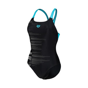 Swim Pro Back Graphic women's swimsuit, blue-black