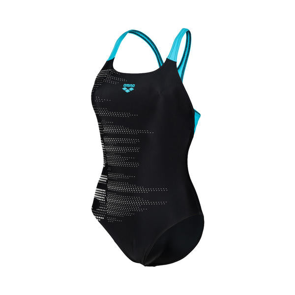Swim Pro Back Graphic women's swimsuit, blue-black