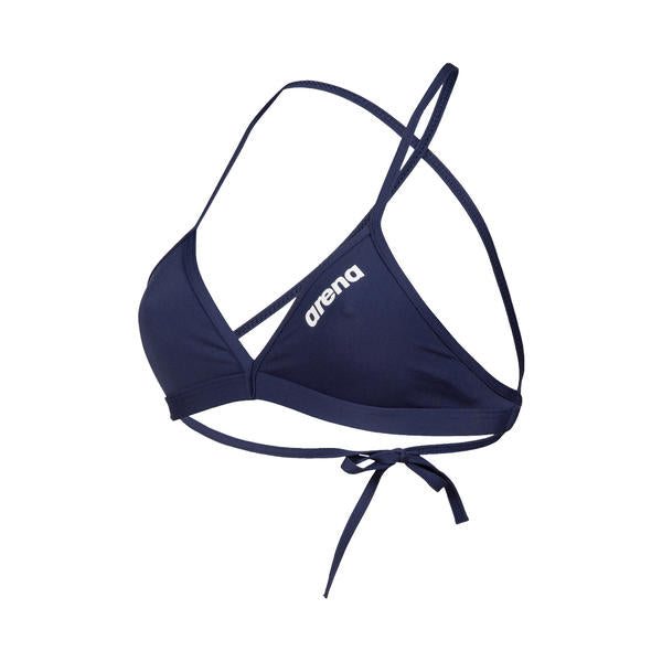 Team Swim Top Tie Back Solid women's bikini top, navy blue