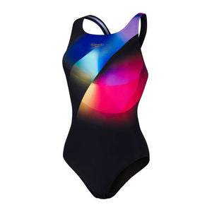 Placement Digital Powerback naisten uimapuku, musta-pinkki