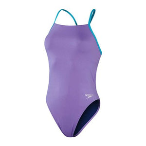 Solid Lattice-Back women's swimsuit, purple