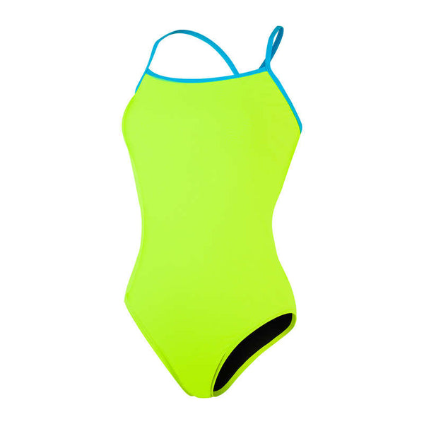 Cross-Through Tie women's swimsuit, neon yellow