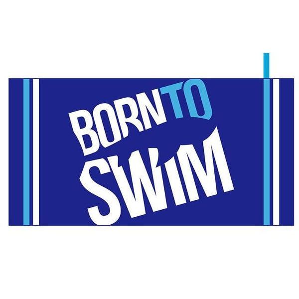 BornToSwim® mikrokuitupyyhe logolla, sininen
